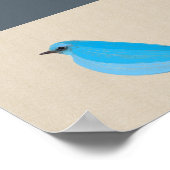 Bright Blue Bird Tanager auf Linen Leinwand Poster (Ecke)