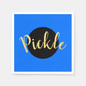 Bright Blue Black Middle Circle Pickleball Motto Serviette (Vorderseite)