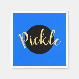 Bright Blue Black Middle Circle Pickleball Motto Serviette