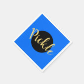 Bright Blue Black Middle Circle Pickleball Motto Serviette (Ecke)