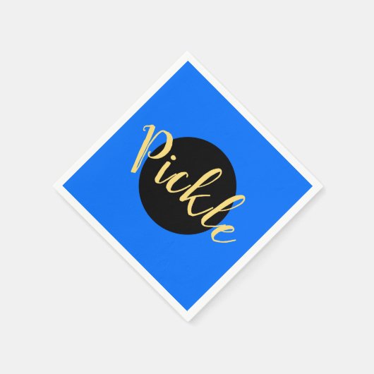 Bright Blue Black Middle Circle Pickleball Motto Serviette (Ecke)