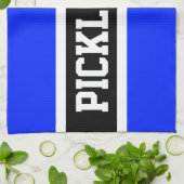 Bright Blue Black Racing Stripes PICKLEBALL Text Geschirrtuch (Gefaltet)