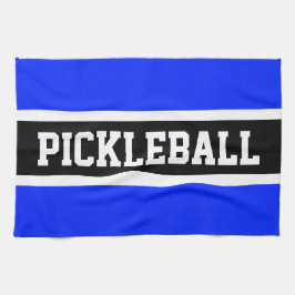 Bright Blue Black Racing Stripes PICKLEBALL Text Geschirrtuch