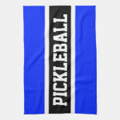 Bright Blue Black Racing Stripes PICKLEBALL Text Geschirrtuch (Vertikal)
