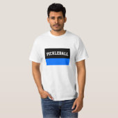 Bright Blue Black Stripes Sporty Pickleball Text T-Shirt (Vorne ganz)