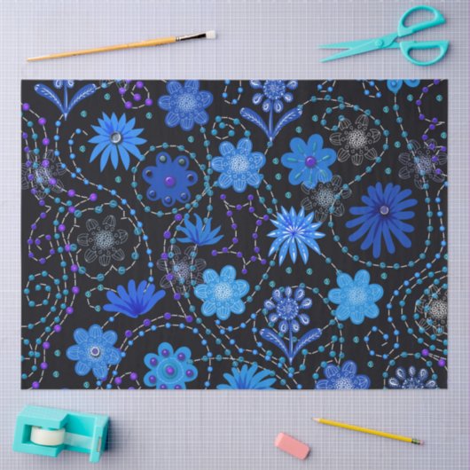 Bright Blue Boho Style Decoupage Seidenpapier (Basteln)