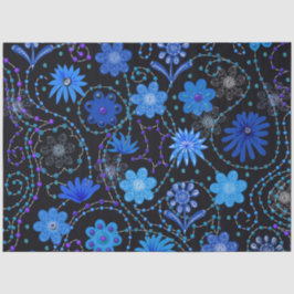 Bright Blue Boho Style Decoupage Seidenpapier