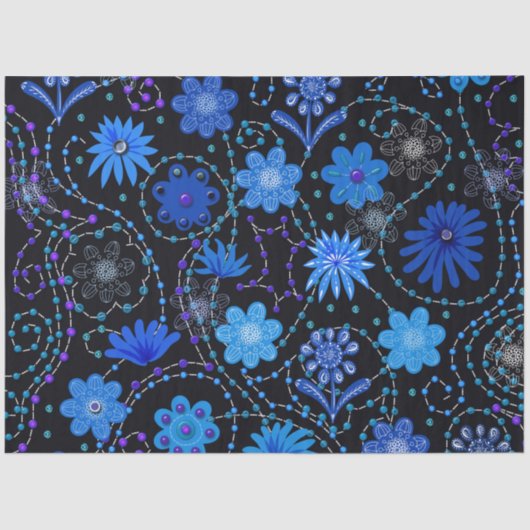 Bright Blue Boho Style Decoupage Seidenpapier (Vorderseite)