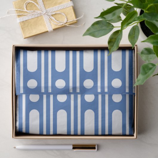 Bright Blue Bone Inlay Border Dots Decoupage Paper Seidenpapier (Geschenk)