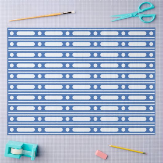 Bright Blue Bone Inlay Border Dots Decoupage Paper Seidenpapier (Basteln)