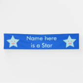 Bright Blue Celebration Star Custom Banner (Horizontal)