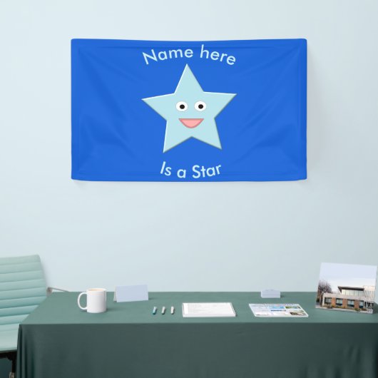 Bright Blue Celebration Star Custom Banner (Messeveranstaltung)
