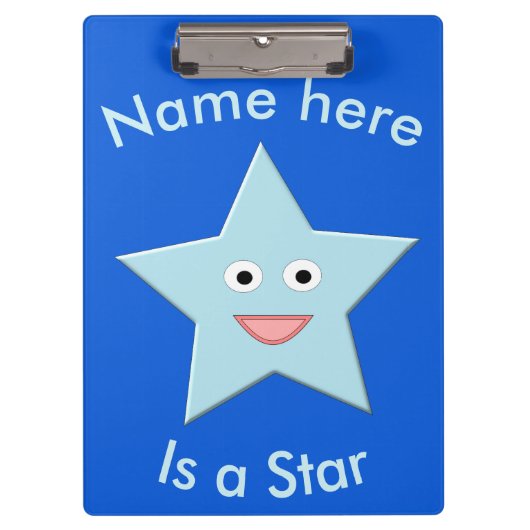 Bright Blue Celebration Star Custom Clipboard Klemmbrett (Vorderseite)