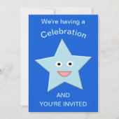 Bright Blue Celebration Star Custom Invites Einladung (Vorderseite)