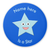 Bright Blue Celebration Star Custom Keramik Knock Keramikknauf (Vorderseite)