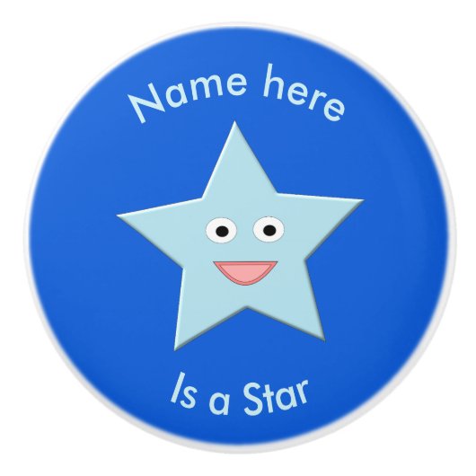 Bright Blue Celebration Star Custom Keramik Knock Keramikknauf (Vorderseite)