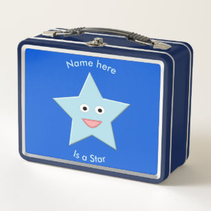 Bright Blue Celebration Star Custom Metal Lunchbox