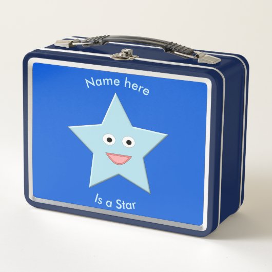 Bright Blue Celebration Star Custom Metal Lunchbox (Vorderseite)