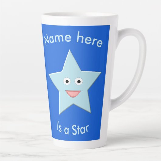 Bright Blue Celebration Star Custom Milchtasse (Rechts)