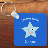 Bright Blue Celebration Star Custom Schlüsselanhänger (Vorderseite)