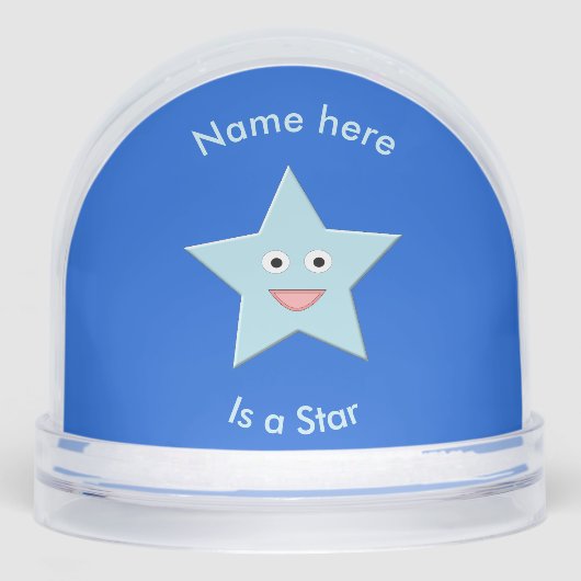 Bright Blue Celebration Star Custom Schneekugeln (Vorderseite)