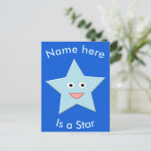 Bright Blue Celebration Star Personalisiert Postca Postkarte (Stehend Vorderseite)