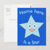 Bright Blue Celebration Star Personalisiert Postca Postkarte (Vorne/Hinten)