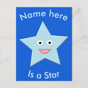 Bright Blue Celebration Star Personalisiert Postca Postkarte