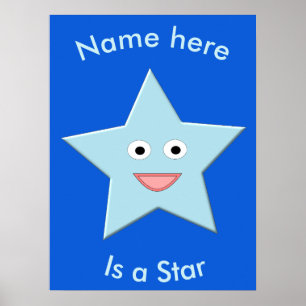 Bright Blue Celebration Star Poster