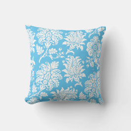 Bright Blue Damask Pillow Kissen