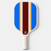 Bright Blue Dark Red Yellow White Racing Streifen Pickleball Schläger (Rückseite)