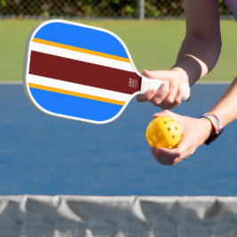 Bright Blue Dark Red Yellow White Racing Streifen Pickleball Schläger