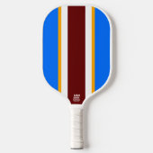 Bright Blue Dark Red Yellow White Racing Streifen Pickleball Schläger (Vorderseite)
