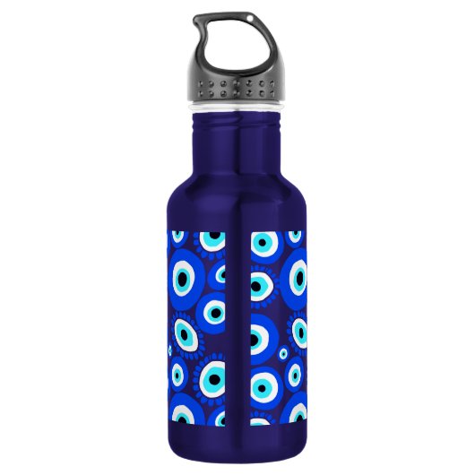 Bright Blue Evil Eyes Muster Edelstahlflasche (Rückseite)