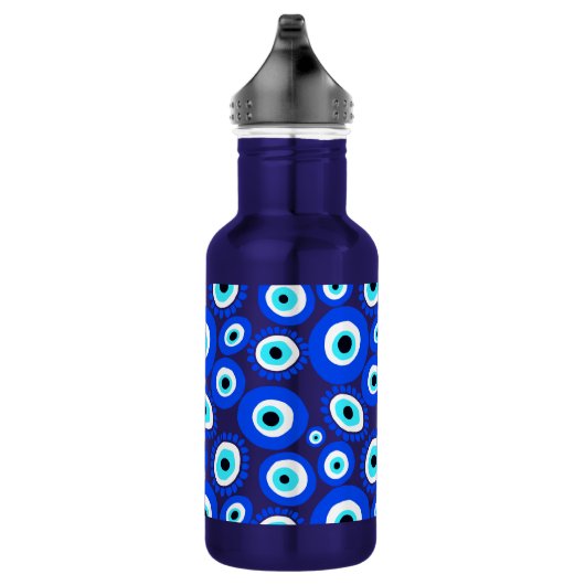 Bright Blue Evil Eyes Muster Edelstahlflasche (Rechts)