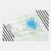 Bright Blue Floral Design Küchentuch (Horizontal)