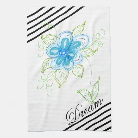 Bright Blue Floral Design Küchentuch (Vertikal)