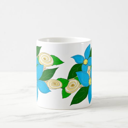 Bright Blue Floral Kaffeetasse (Mittel)