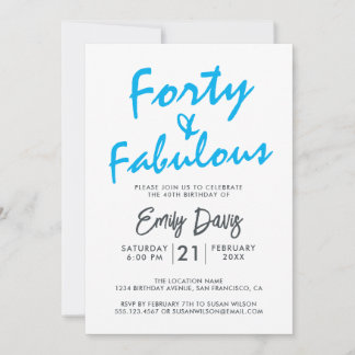 Bright Blue Forty Fabulous | 40. Geburtstag Party Einladung