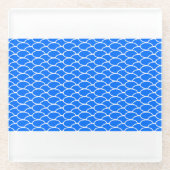 Bright Blue gepolsterte geometrische Waves Weiße G Glasuntersetzer (Vorderseite)