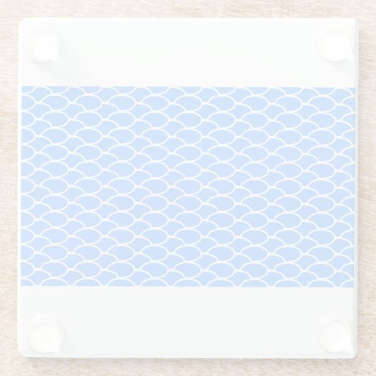 Bright Blue gepolsterte geometrische Waves Weiße G Glasuntersetzer (Rückseite)