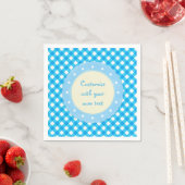 Bright Blue Gingham Benutzerdefinierter Text Serviette (Beispiel)