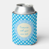 Bright Blue Gingham Custom Text Dosenkühler (Kanne Vorderseite)