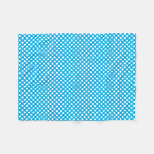 Bright Blue Gingham Pattern Fleecedecke (Vorderseite (Horizontal))