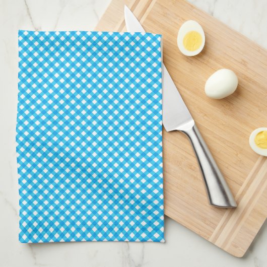 Bright Blue Gingham Pattern Geschirrtuch (Viertel Falte)