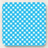 Bright Blue Gingham Pattern Getränkeuntersetzer (Vorderseite)