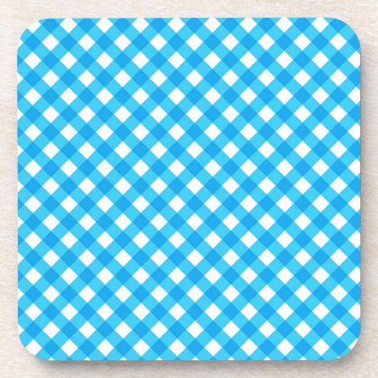 Bright Blue Gingham Pattern Getränkeuntersetzer (Vorderseite)