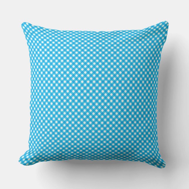 Bright Blue Gingham Pattern Kissen (Vorderseite)
