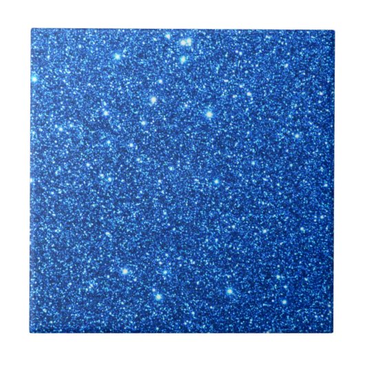 Bright Blue Glitter Sparkles Fliese (Vorderseite)