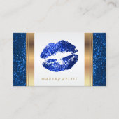 Bright Blue Glitzer Lippen auf Weiß Visitenkarte (Vorderseite)